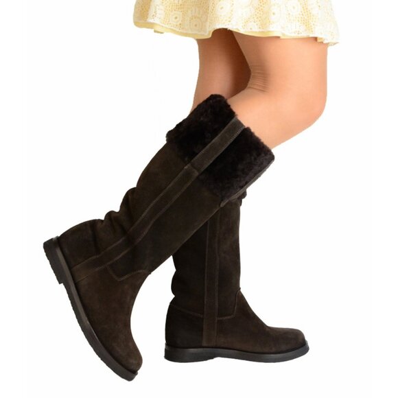 YVES SAINT LAURENT YSL BOOTS 'ASPEN 05' SHEARLING FLAT SUEDE LEATHER sz 6.5 - Picture 1 of 11